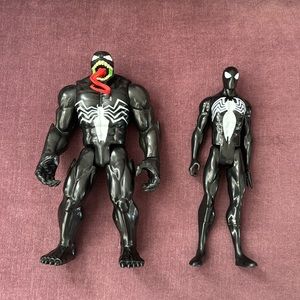A pack of 2 villains from Marvel. Venom and venomised spider man action figures